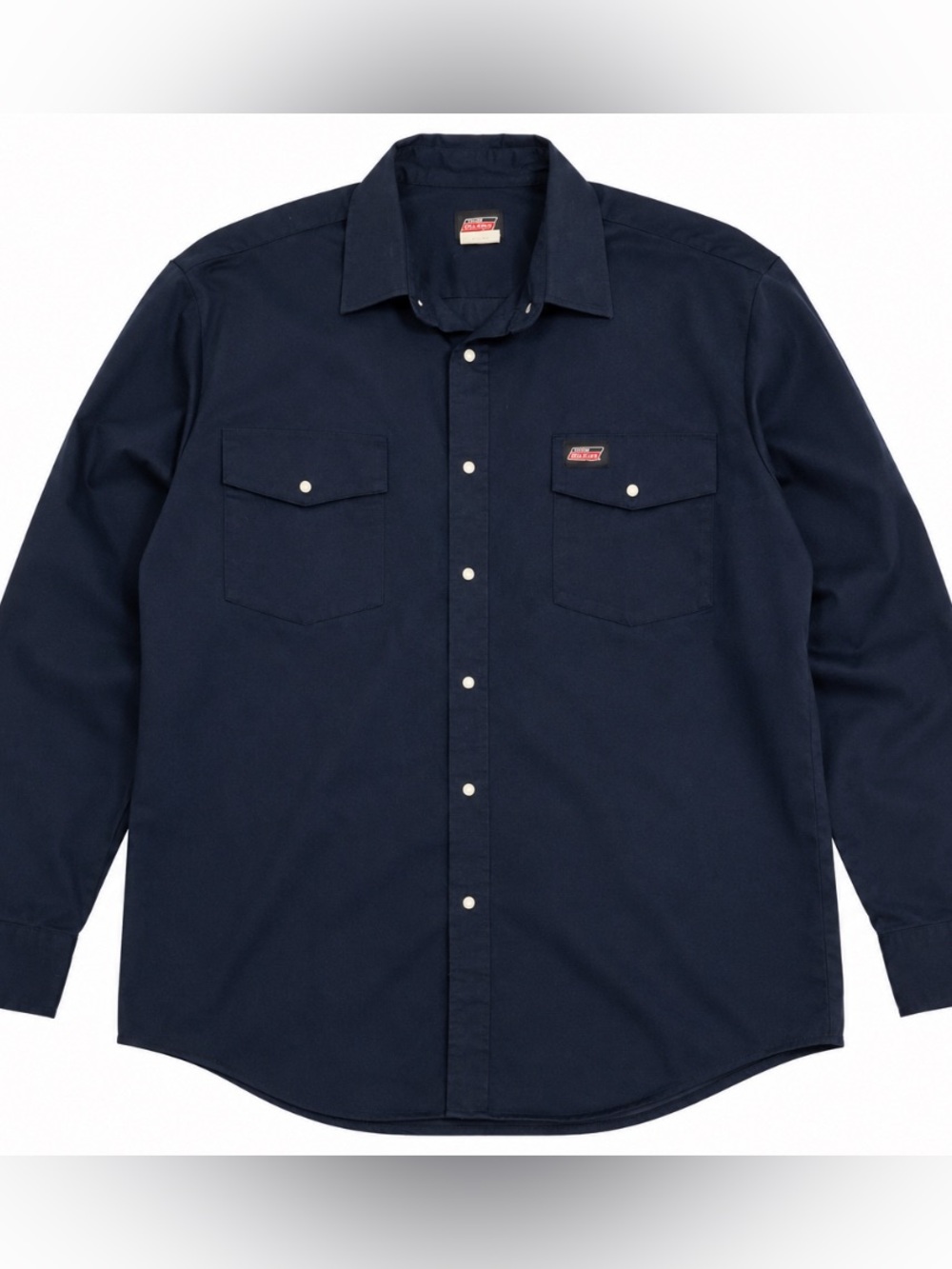 Dickies Men’s Medium Long Sleeve Navy Work Shirt Utility Pearl Snap Buttons GUC